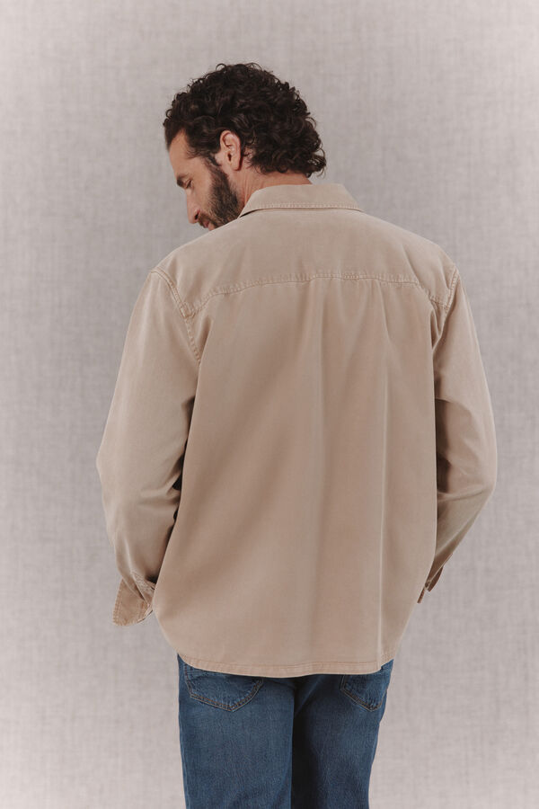 OOTO Sobrecamisa de tencel algod&oacute;n Estampado beige