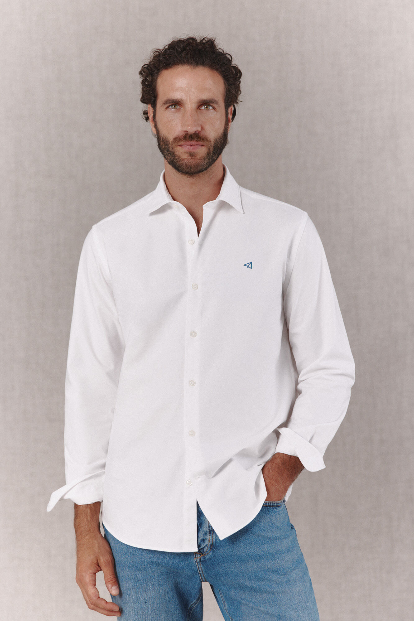 OOTO Camisa oxford lisa manga larga