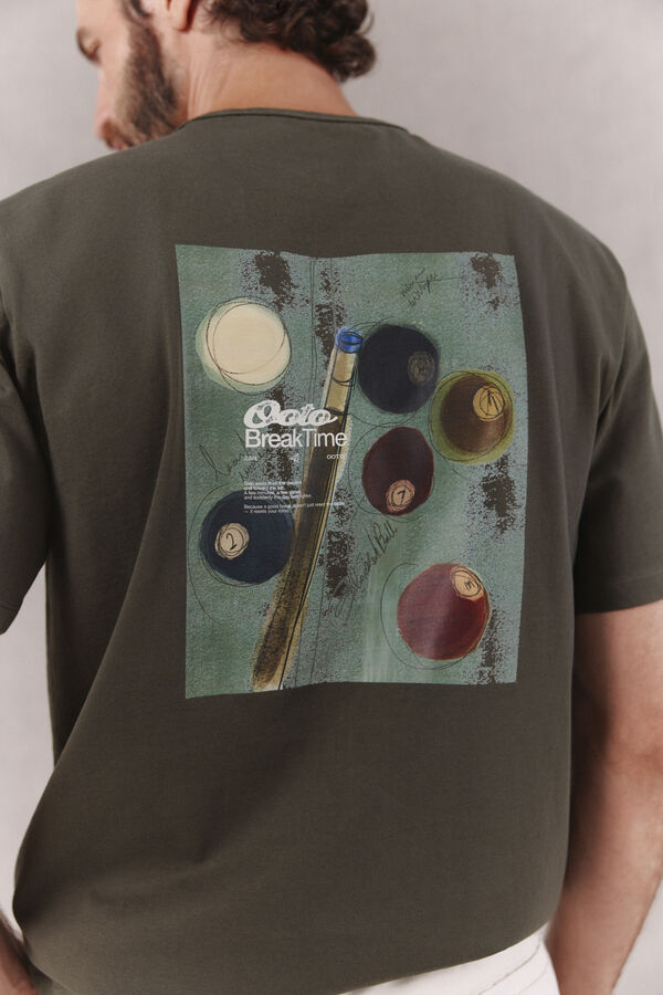 OOTO Playera gr&aacute;fica lavada Kaki