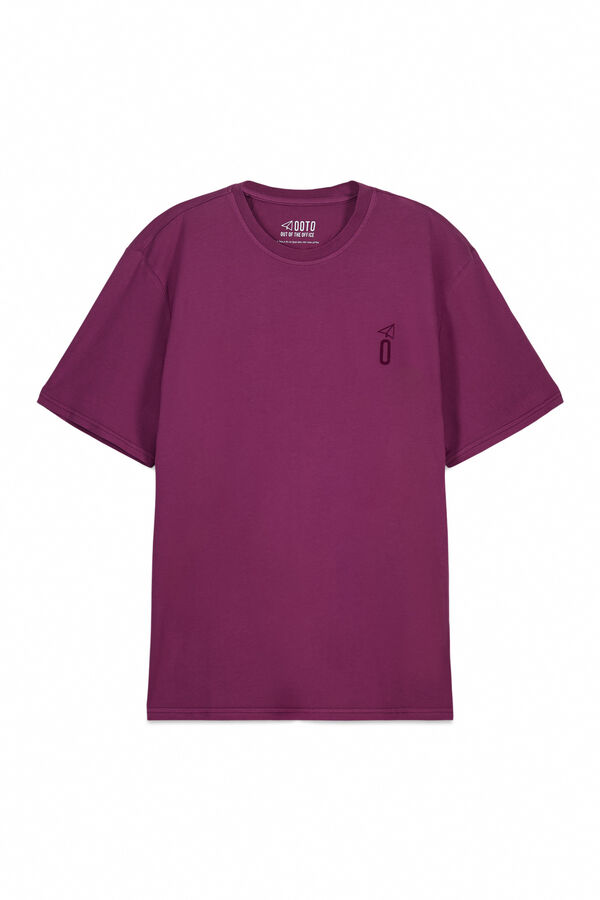 OOTO Playera b&aacute;sica lavada con estampado Rosa