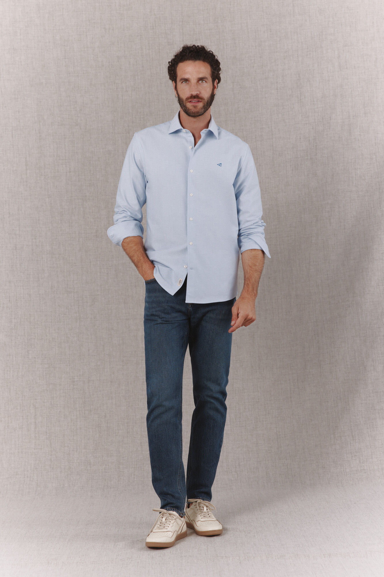 OOTO Camisa oxford lisa manga larga
