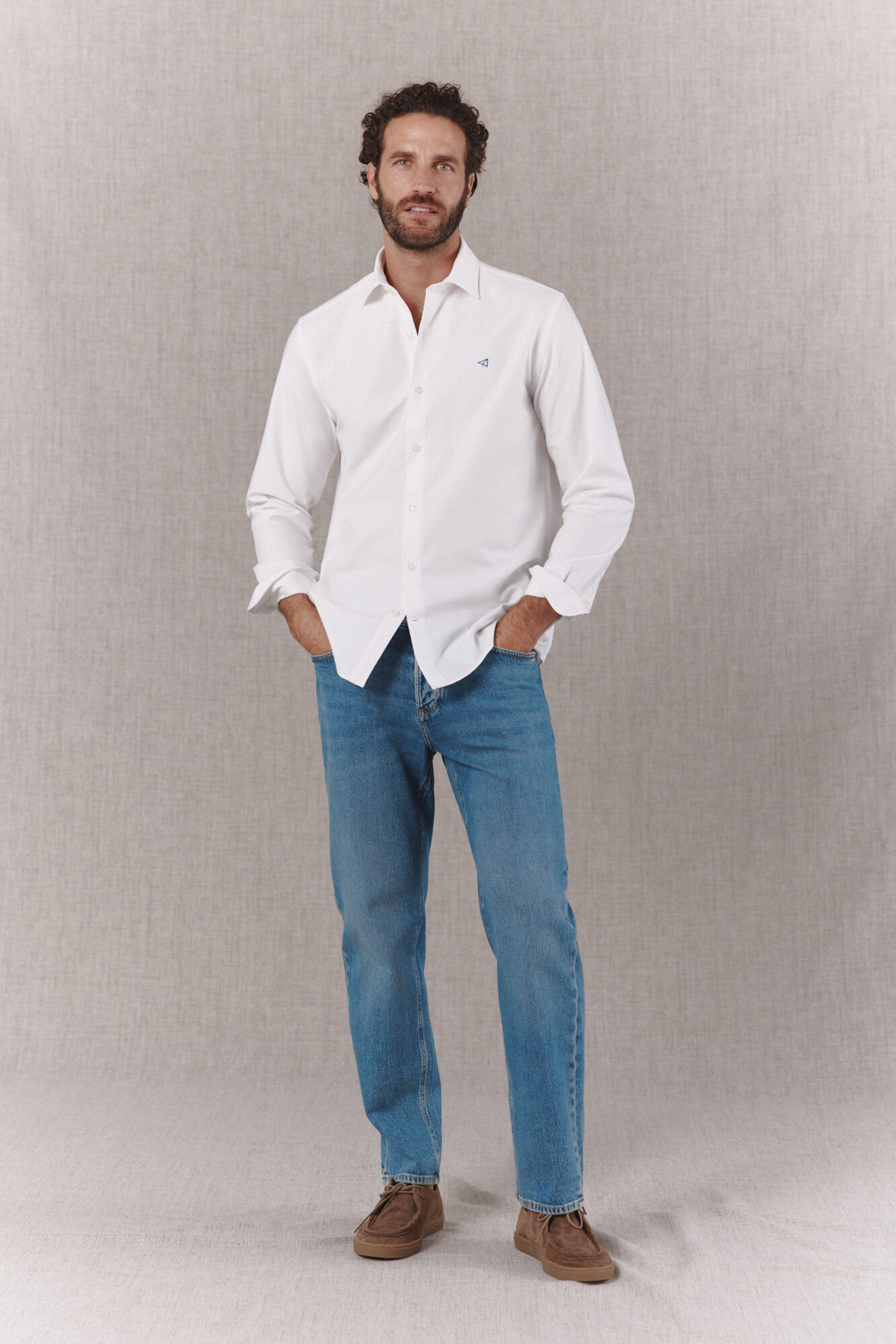 OOTO Camisa oxford lisa manga larga