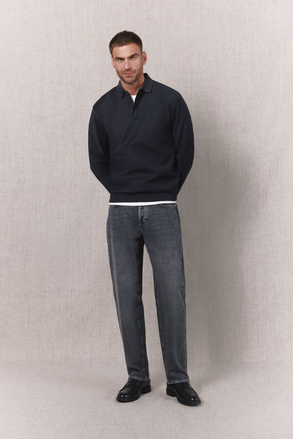 OOTO Sudadera cuello polo Gris oscuro