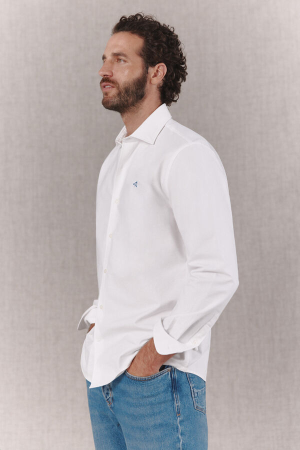 OOTO Camisa oxford lisa manga larga Blanco