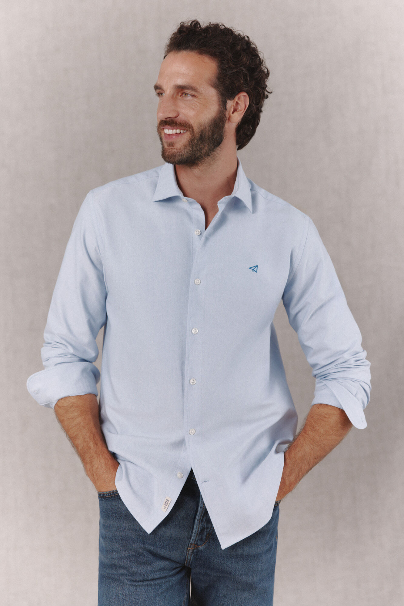 OOTO Camisa oxford lisa manga larga