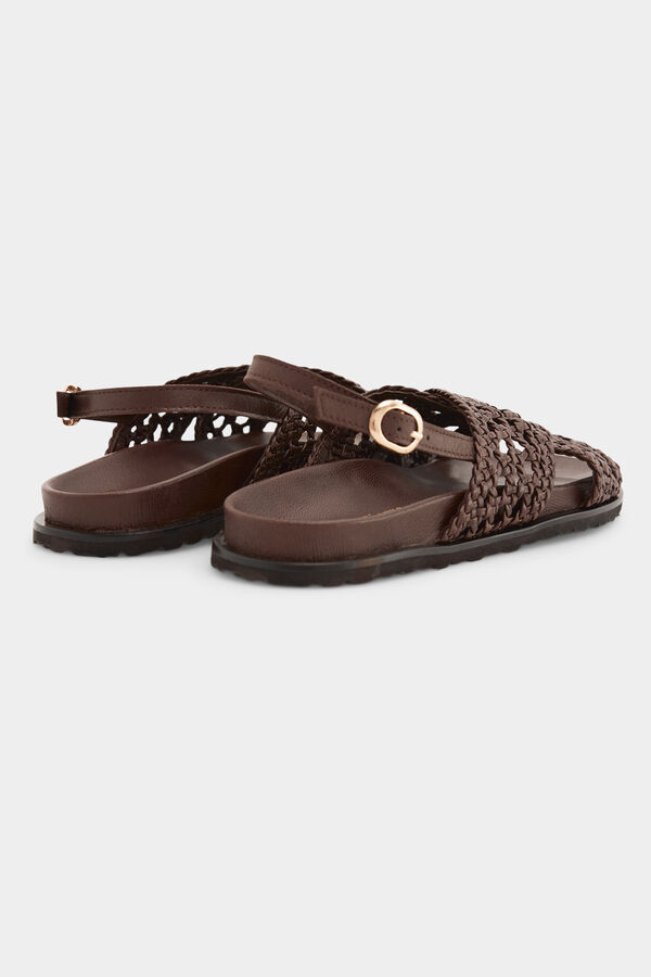 Pedro del Hierro Sandalia trenzada Marr&oacute;n