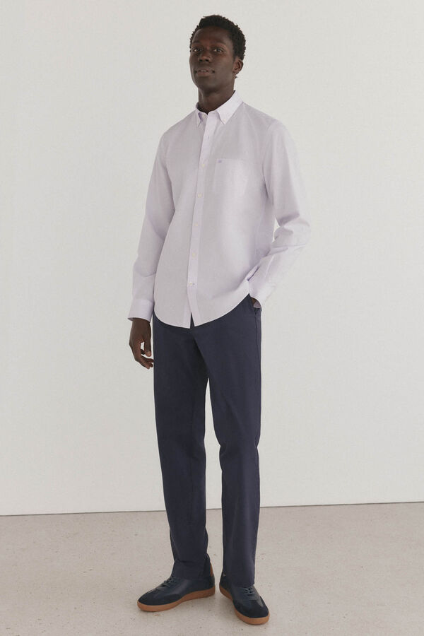 Pedro del Hierro Camisa non iron + antimanchas cuadros Morado