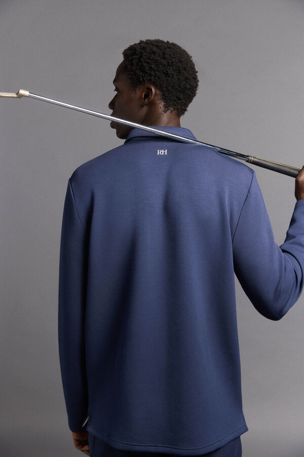Pedro del Hierro Polo liso de manga larga golf Azul