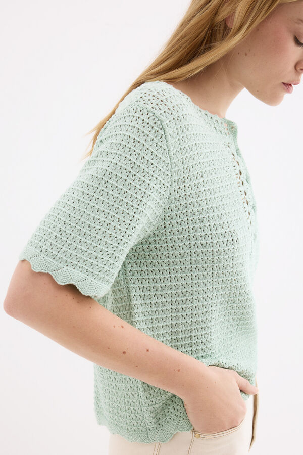 Pedro del Hierro Top de tejido crochet Turquesa