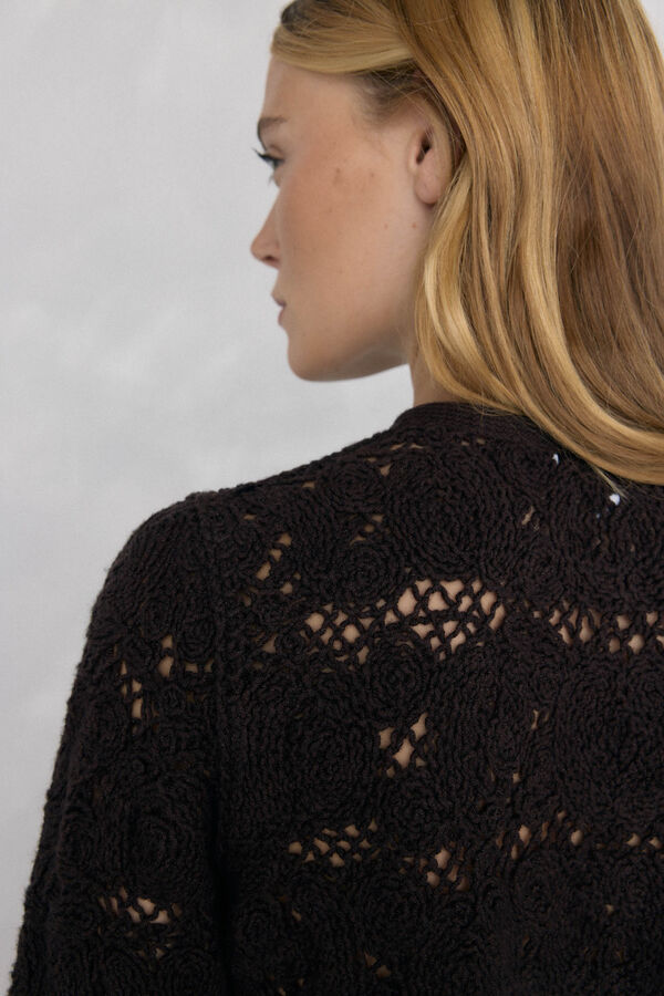 Pedro del Hierro C&aacute;rdigan crochet Marr&oacute;n