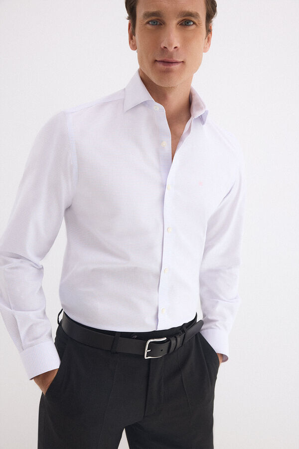 Pedro del Hierro Camisa vestir cuadros non iron + antimanchas Rosa