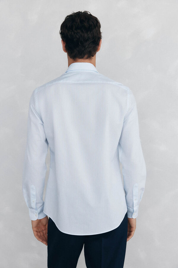 Pedro del Hierro Camisa de rayas f&aacute;cil planchado + anti olor slim fit Azul