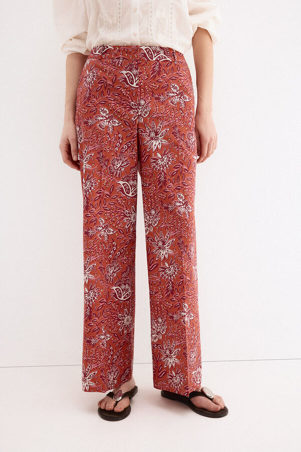 Pedro del Hierro Pantal&oacute;n recto estampado Naranja