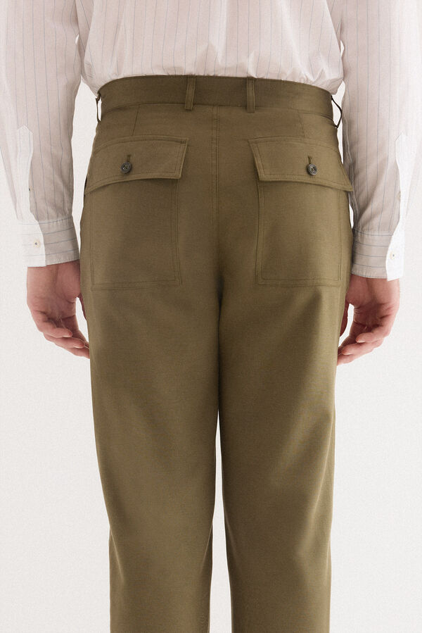 Pedro del Hierro Pantal&oacute;n lino worker regular Verde