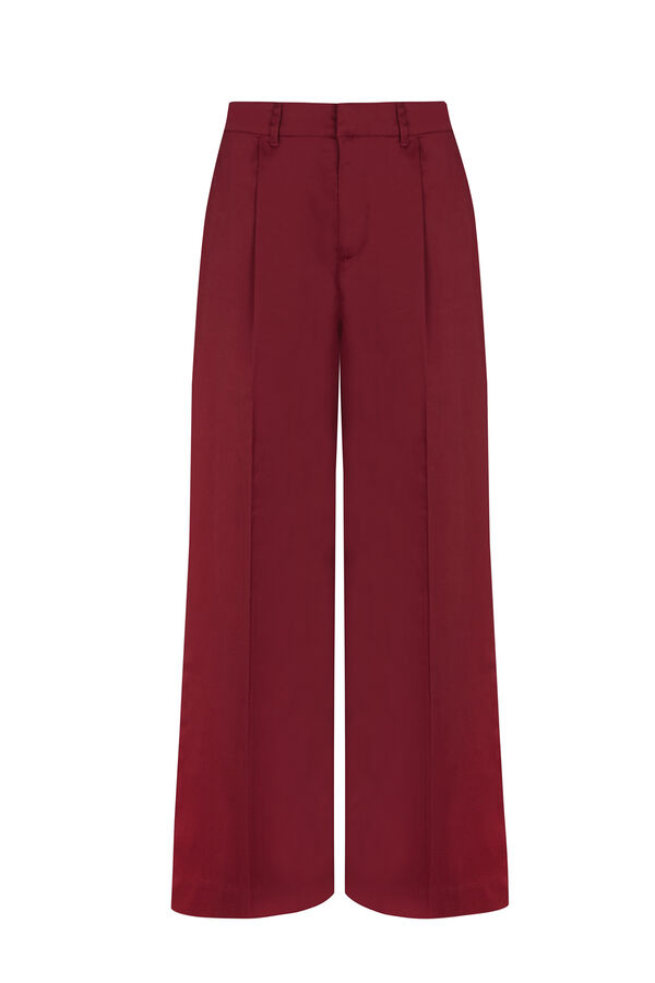 Pedro del Hierro Pantalones wide leg classic Burdeos