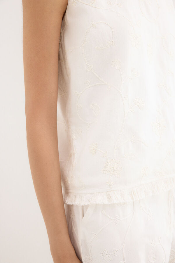 Pedro del Hierro Top bordado Blanco