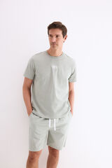 Pedro del Hierro Set de pijama punto y tela Verde