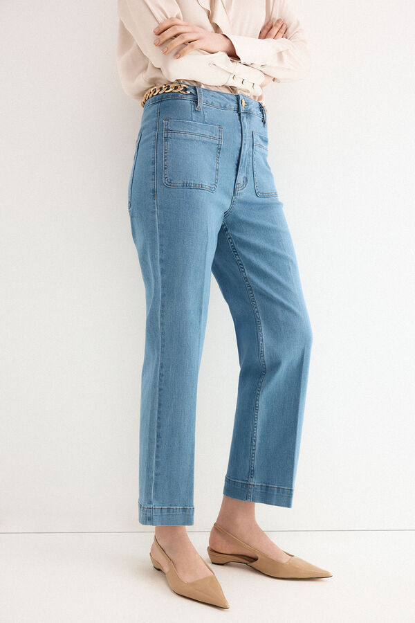 Pedro del Hierro Jeans stove pipe cropped Azul