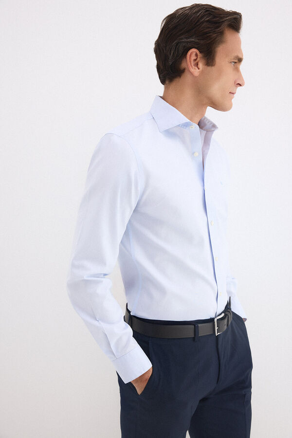 Pedro del Hierro Camisa vestir lisa non iron + antimanchas slim fit Azul