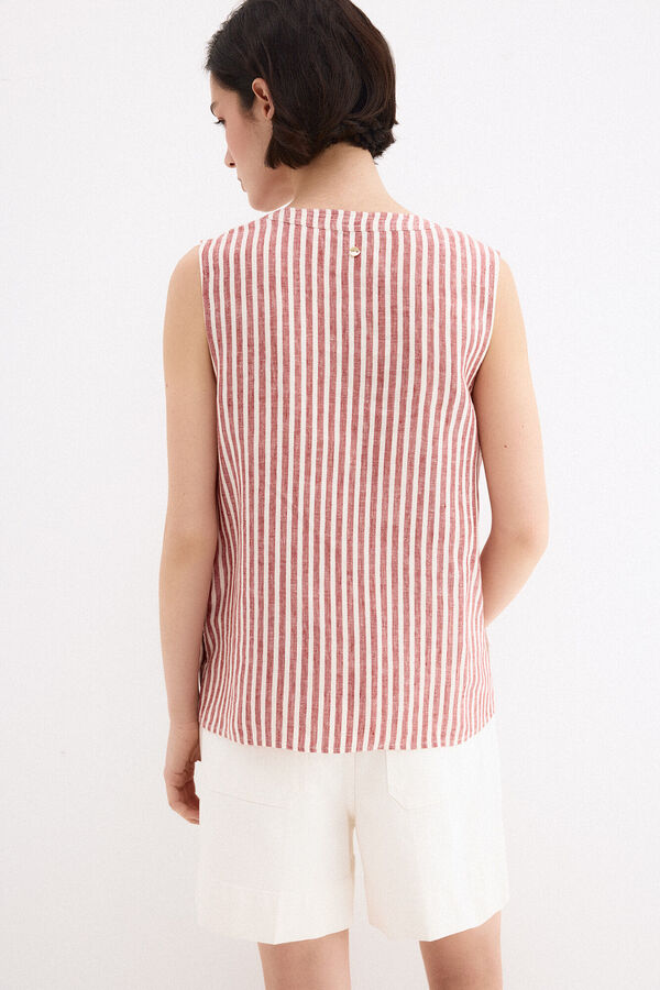 Pedro del Hierro Top lino rayas Rosa