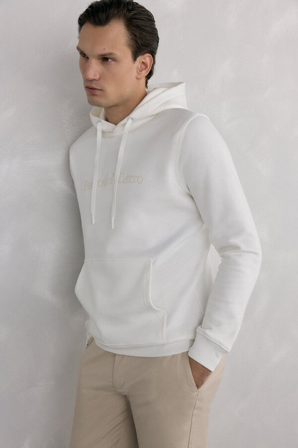 Pedro del Hierro Sudadera capucha con logo Crudo
