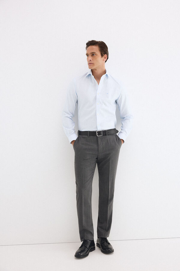 Pedro del Hierro Camisa vestir estructura lisa non iron + antimanchas slim fit Azul