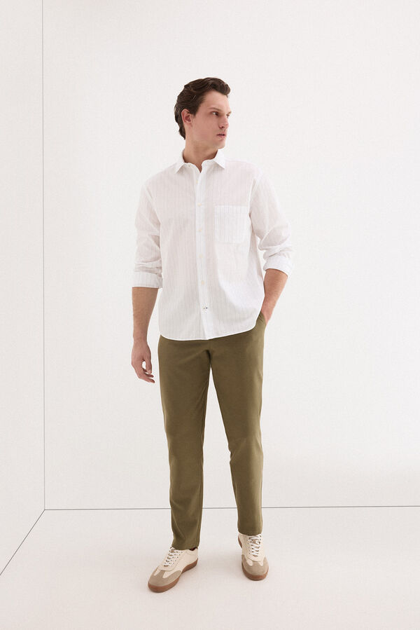 Pedro del Hierro Camisa rayas popel&iacute;n Blanco