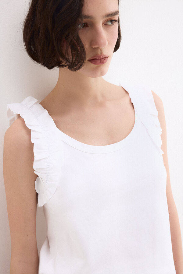 Pedro del Hierro Camiseta tirantes volantes Blanco