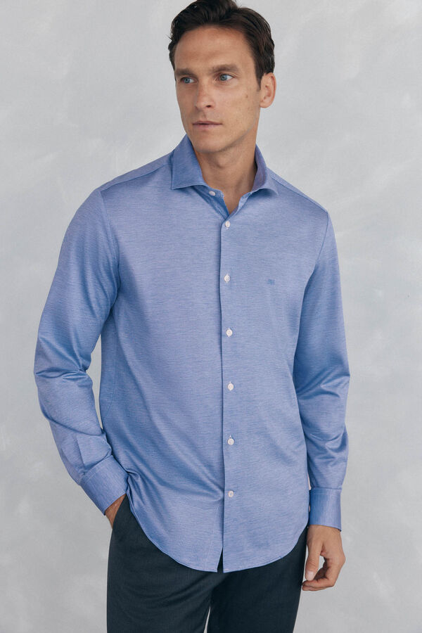 Pedro del Hierro Camisa lisa de punto Azul