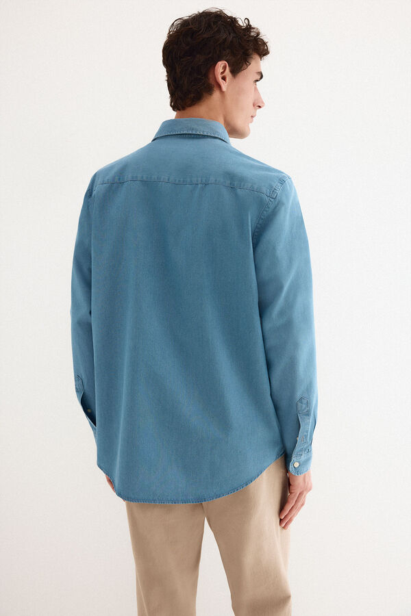 Pedro del Hierro Camisa denim tejido italiano Azul