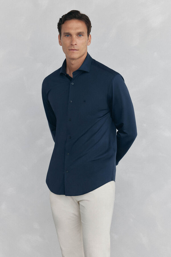 Pedro del Hierro Camisa lisa de tejido Azul