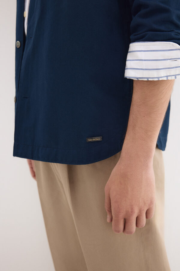 Pedro del Hierro Sobrecamisa lisa algod&oacute;n lino Azul