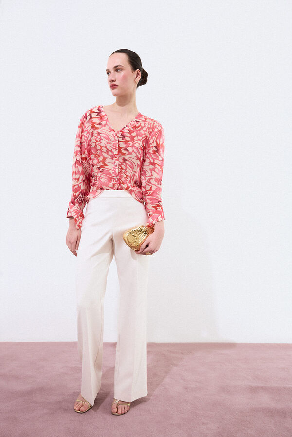 Pedro del Hierro Blusa estampada de seda Rojo