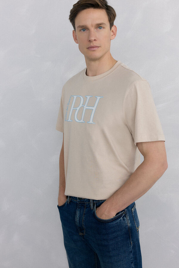Pedro del Hierro Camiseta logo grande Beige