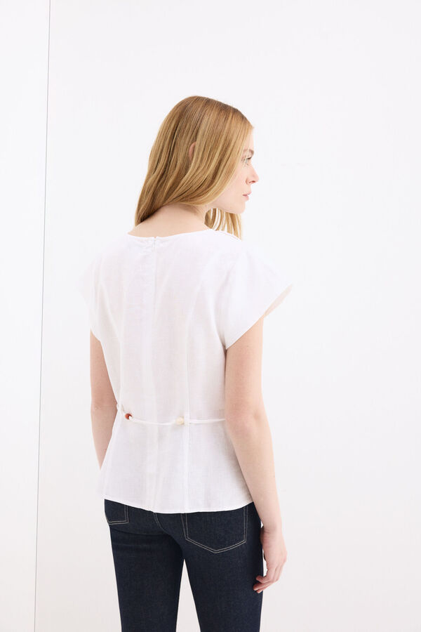 Pedro del Hierro Top lino cintur&oacute;n Blanco
