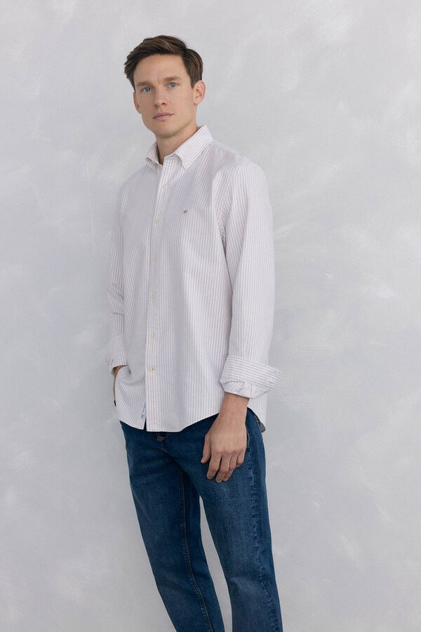 Pedro del Hierro Camisa iconic oxford raya candela Beige
