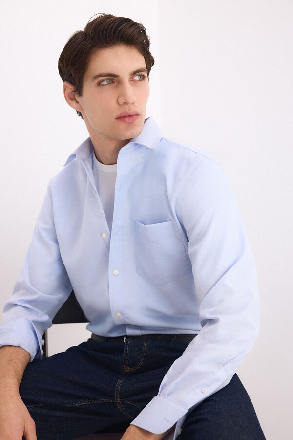 Pedro del Hierro Camisa non iron oxford liso Azul