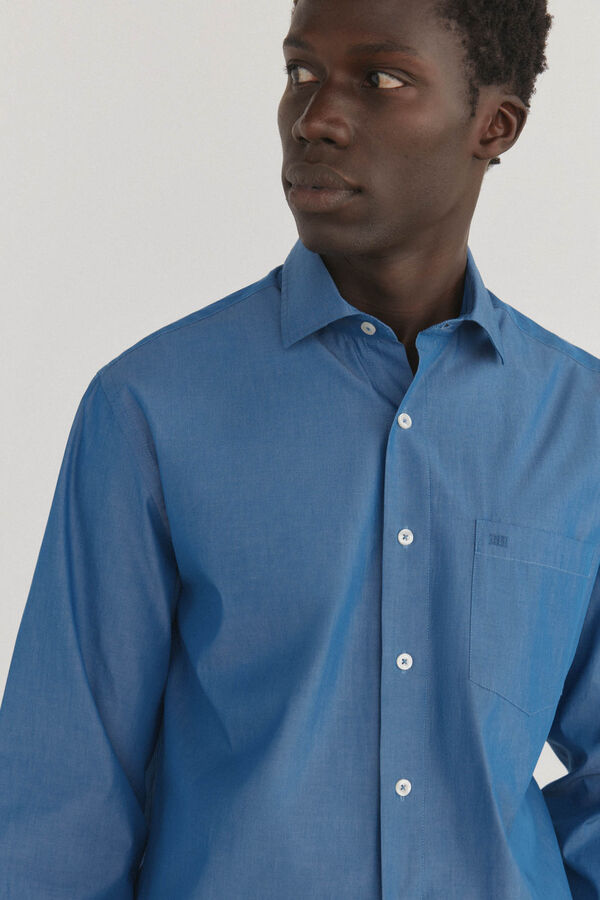 Pedro del Hierro Camisa lisa de popel&iacute;n Azul