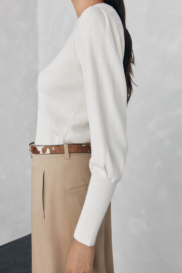 Pedro del Hierro Jersey canal&eacute; manga abullonada Blanco