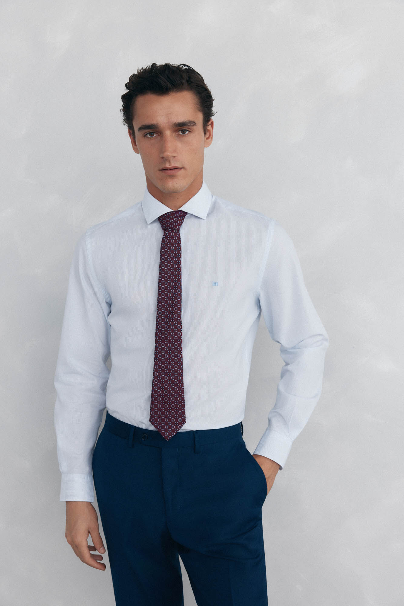 Pedro del Hierro Camisa de microrrayas f&aacute;cil planchado + anti olor slim fit