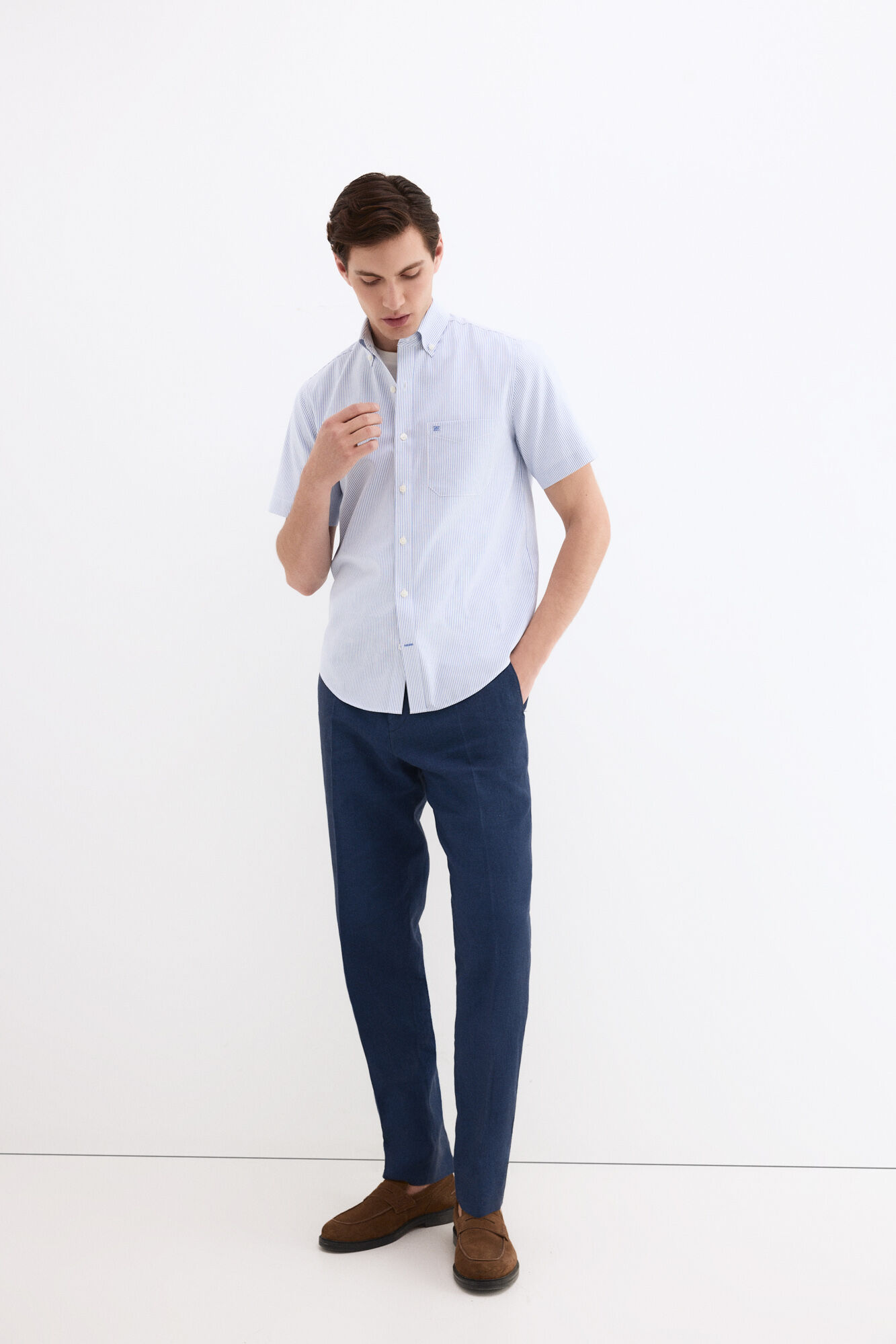 Pedro del Hierro Camisa non iron manga corta rayas