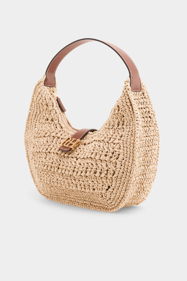 Pedro del Hierro Bolsa de hombro con logo efecto rafia Crudo