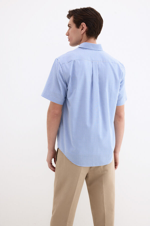 Pedro del Hierro Camisa non iron manga corta cuadros Azul