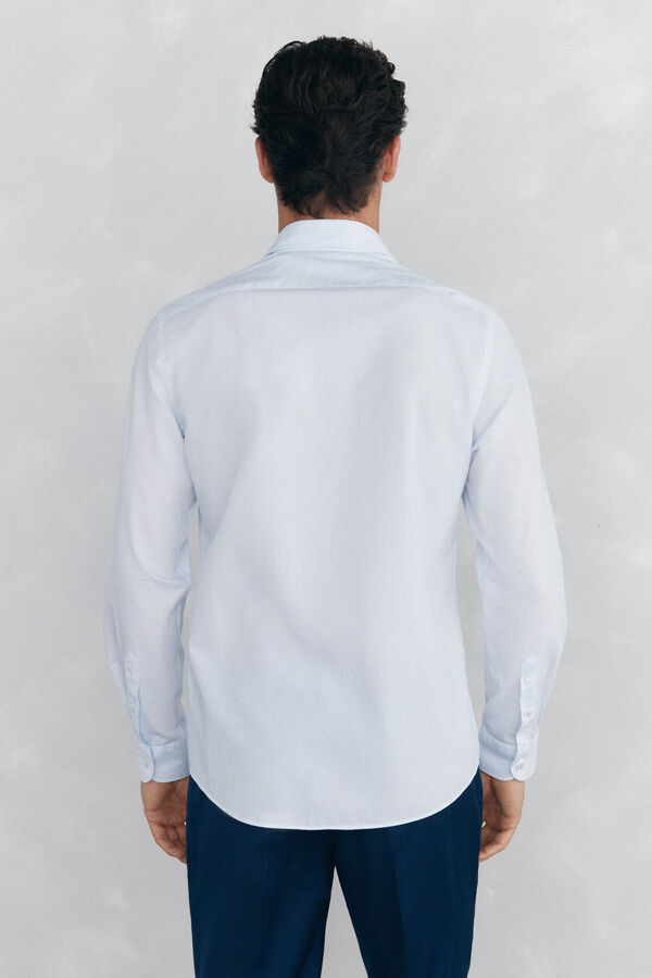 Pedro del Hierro Camisa de microrrayas f&aacute;cil planchado + anti olor slim fit Azul