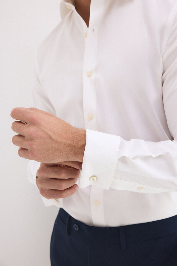 Pedro del Hierro Camisa pu&ntilde;o gemelo lisa non iron + antimanchas slim fit Blanco