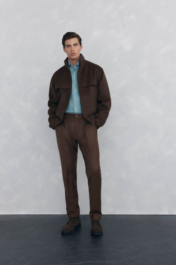 Pedro del Hierro Chamarra handmade de lana Marr&oacute;n