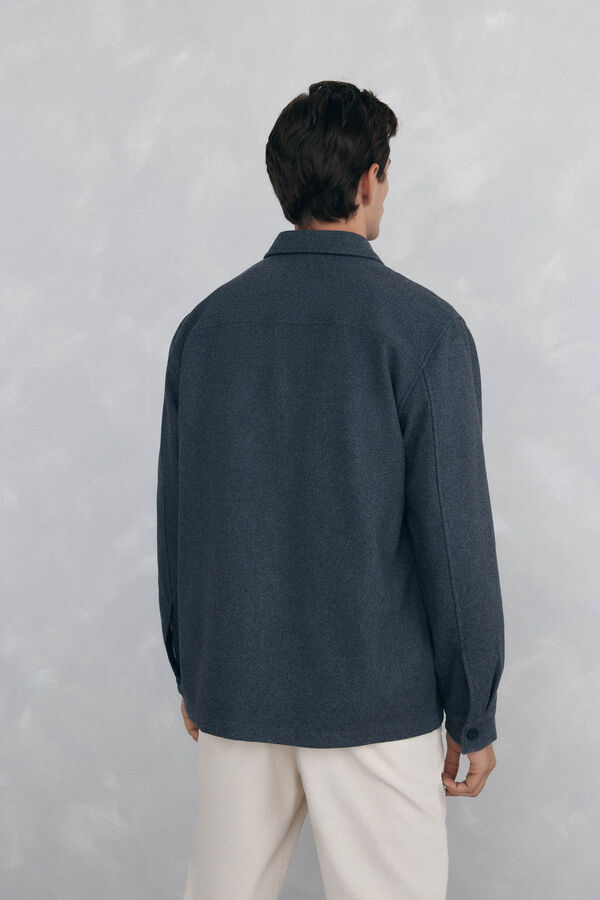 Pedro del Hierro Sobrecamisa lana lisa Gris