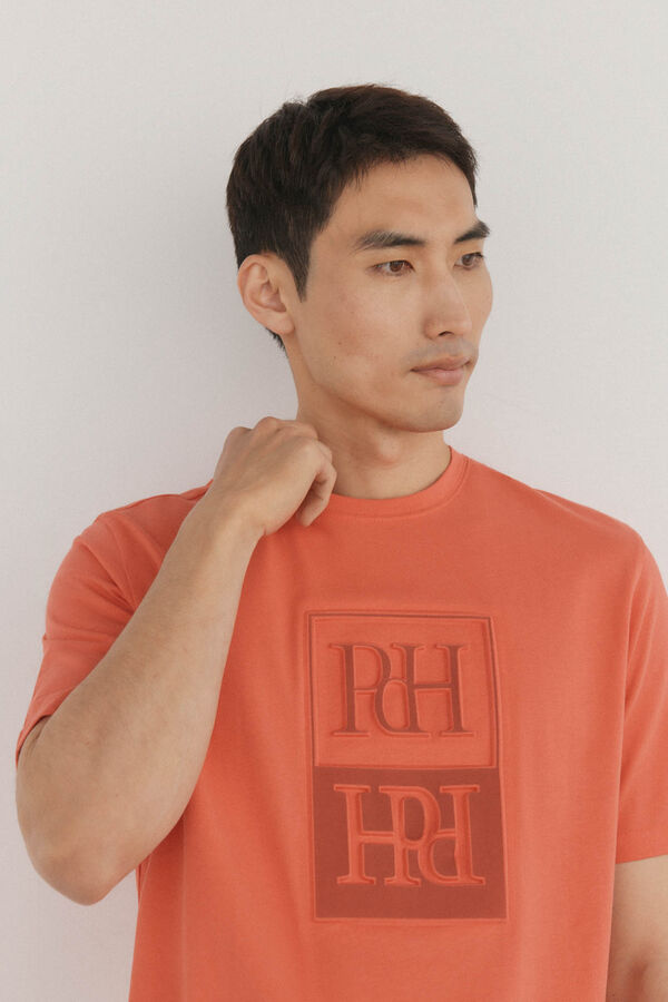 Pedro del Hierro Playera con logo en relieve Naranja