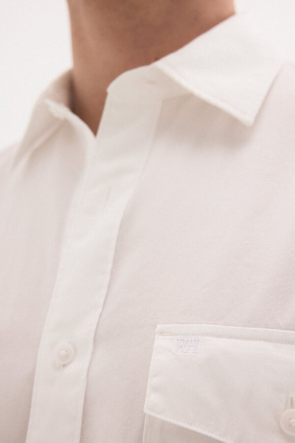 Pedro del Hierro Camisa lisa twill bolsillos Crudo