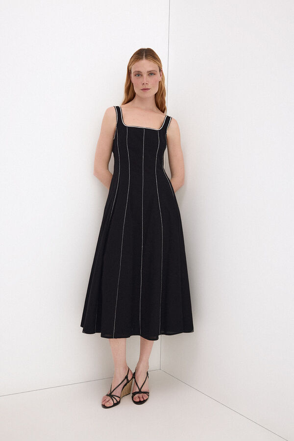 Pedro del Hierro Vestido midi contrastes Negro